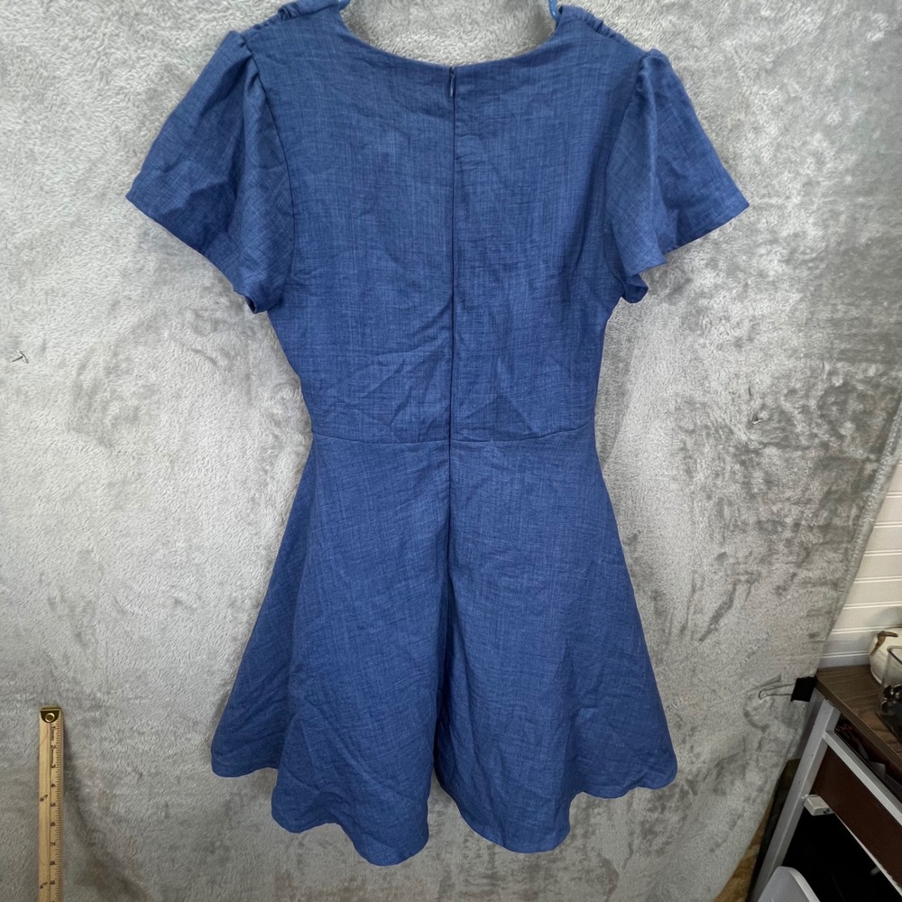 Altar'd State Blue Textured Fit & Flare Mini Dress S Cottagecore Skater Coastal - Picture 9 of 10